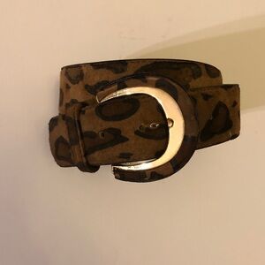 Leopard Print Belt with Gold Buckle